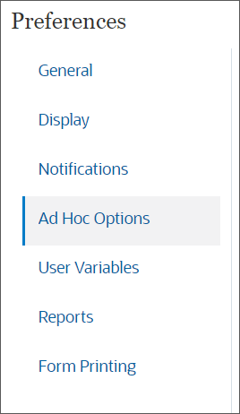 Select Adhoc options